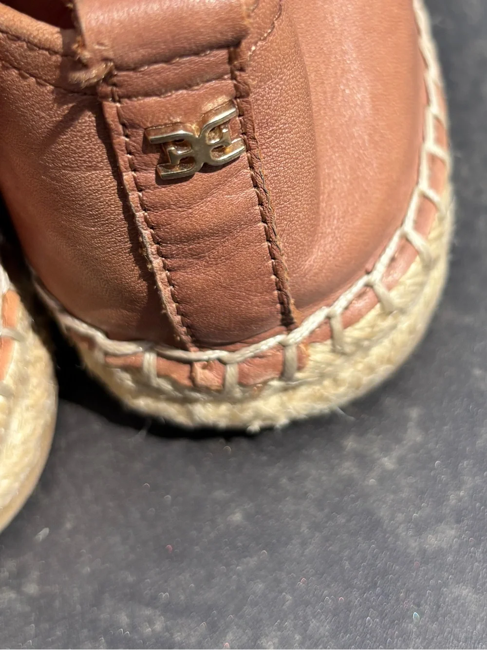Sam Edelman Size 6.5 Women’s Brown Leather Espadrille Slip-Ons